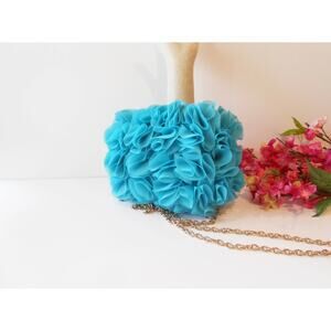 Teal Floral Vintage Clutch Bag, Glamorous Teal Evening Bag